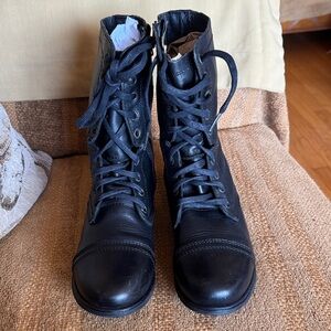 Steve Madden Black Lace Up Boots